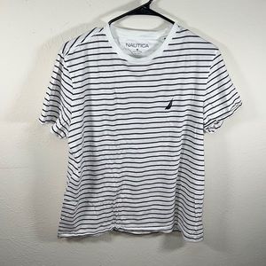 Náutica, Médium, White Striped T Shirt